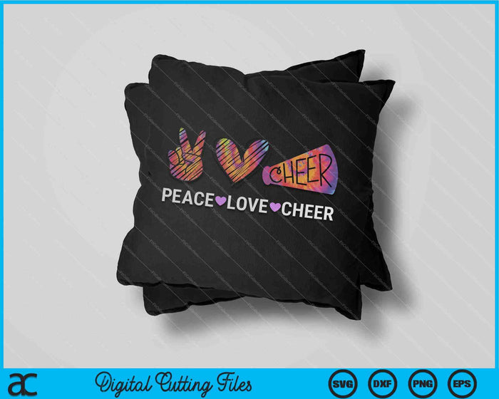 Peace Love Cheer Tie Dye Porristas para animadora SVG PNG Archivos de corte digitales