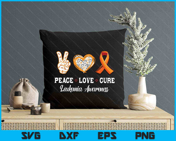Peace Love Cure Leukemia Awareness Men Women Kids Leukemia SVG PNG Digital Printable Files