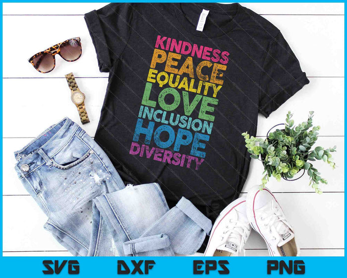 Vrede Liefde Gelijkheid Inclusie Diversiteit Mensenrechten SVG PNG Snijden afdrukbare bestanden
