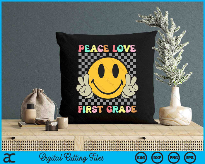 Peace Love First Grade Retro 1st Grade Funny Groovy SVG PNG Digital Cutting Files