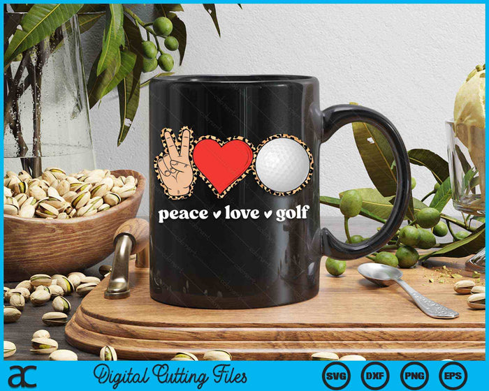 Peace Love Golf Cute Golf Lover Leopard Print SVG PNG Digital Cutting Files