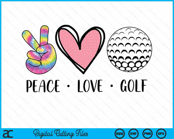 Peace Love Golf Heart For Women Teens Tween Girls SVG PNG Digital Cutting File