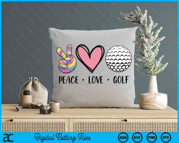Peace Love Golf Heart For Women Teens Tween Girls SVG PNG Digital Cutting File