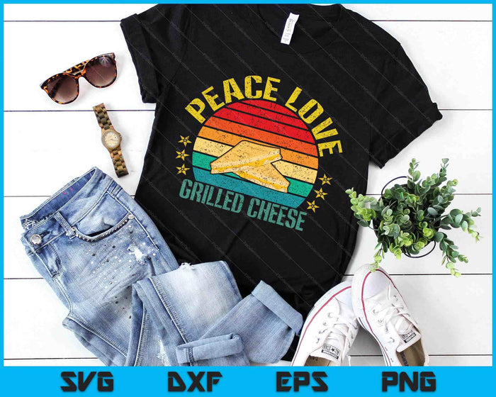 Peace Love Grilled Cheese Funny Retro SVG PNG Digital Printable Files