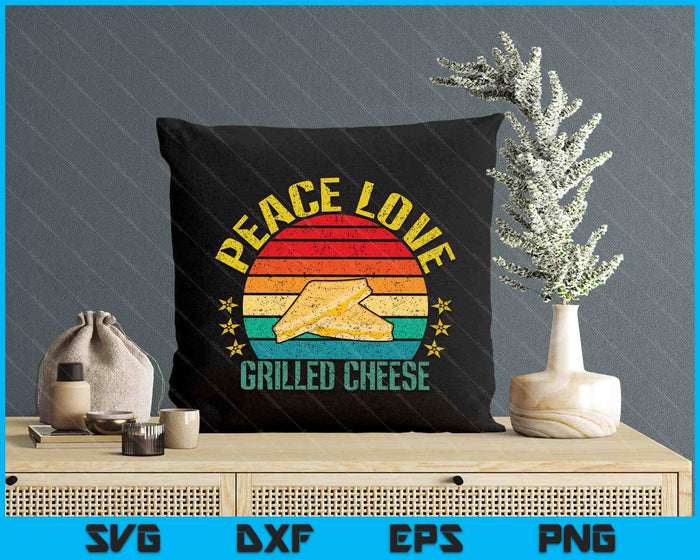 Peace Love Grilled Cheese Funny Retro SVG PNG Digital Printable Files