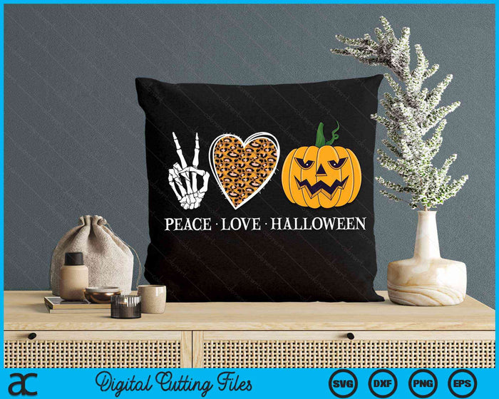 Peace Love Halloween Skeleton Scary Pumpkin Halloween SVG PNG Digital Cutting Files