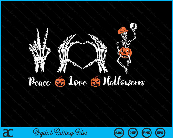 Peace Love Halloween skeleton Hands Funny Halloween Costume SVG PNG Digital Cutting File