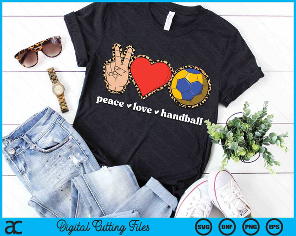 Peace Love Handball Cute Handball Lover Leopard Print SVG PNG Digital Cutting Files