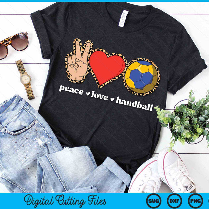 Peace Love Handball Cute Handball Lover Leopard Print SVG PNG Digital Cutting Files