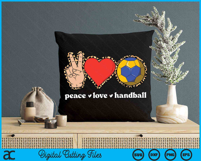 Peace Love Handball Cute Handball Lover Leopard Print SVG PNG Digital Cutting Files