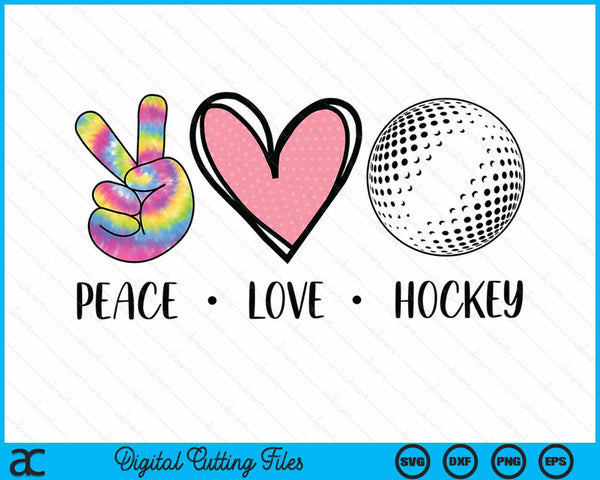 Peace Love Hockey Heart For Women Teens Tween Girls SVG PNG Digital Cutting File