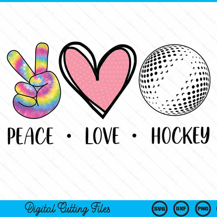 Peace Love Hockey Heart For Women Teens Tween Girls SVG PNG Digital Cutting File