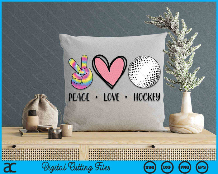 Peace Love Hockey Heart For Women Teens Tween Girls SVG PNG Digital Cutting File