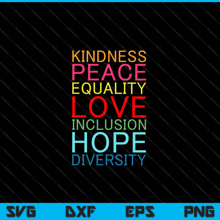 Vrede Liefde Inclusie Gelijkheid Diversiteit Mensenrechten SVG PNG Snijden afdrukbare bestanden
