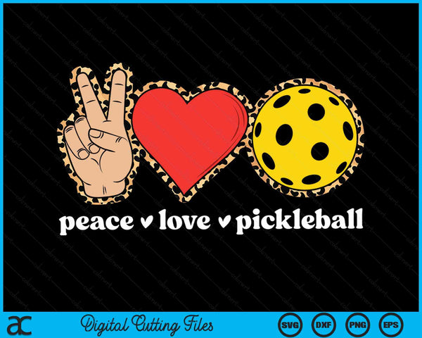 Peace Love Pickleball Cute Pickleball Lover Leopard Print SVG PNG Digital Cutting Files