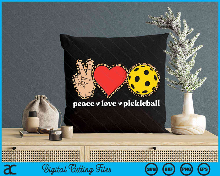 Peace Love Pickleball Cute Pickleball Lover Leopard Print SVG PNG Digital Cutting Files