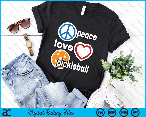 Peace Love Pickleball Funny Pickleball Player SVG PNG Digital Cutting Files