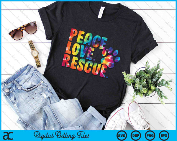 Peace Love Rescue Dog Lover Ouder aangenomen Tie Dye SVG PNG Digitale Snijbestanden