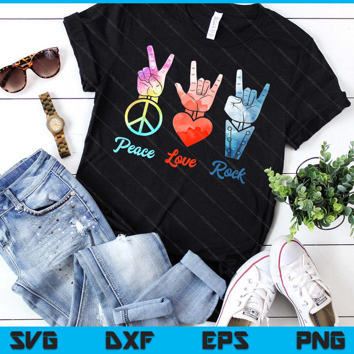 Peace Love Rock & Roll Vintage Peace Loving Musician SVG PNG Digital Printable Files