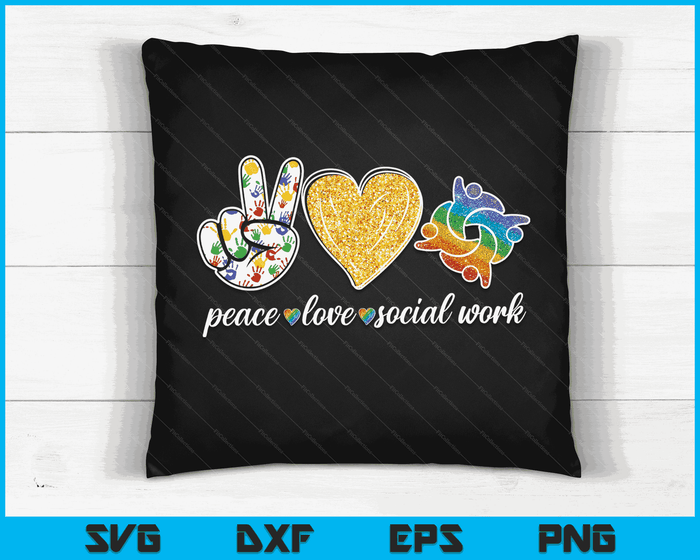 Vrede liefde sociaal werk schattig maatschappelijk werker geschenken SVG PNG digitale snijbestanden