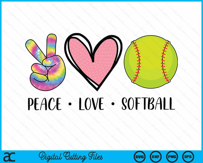 Peace Love Softball Heart For Women Teens Tween Girls SVG PNG Digital Cutting File