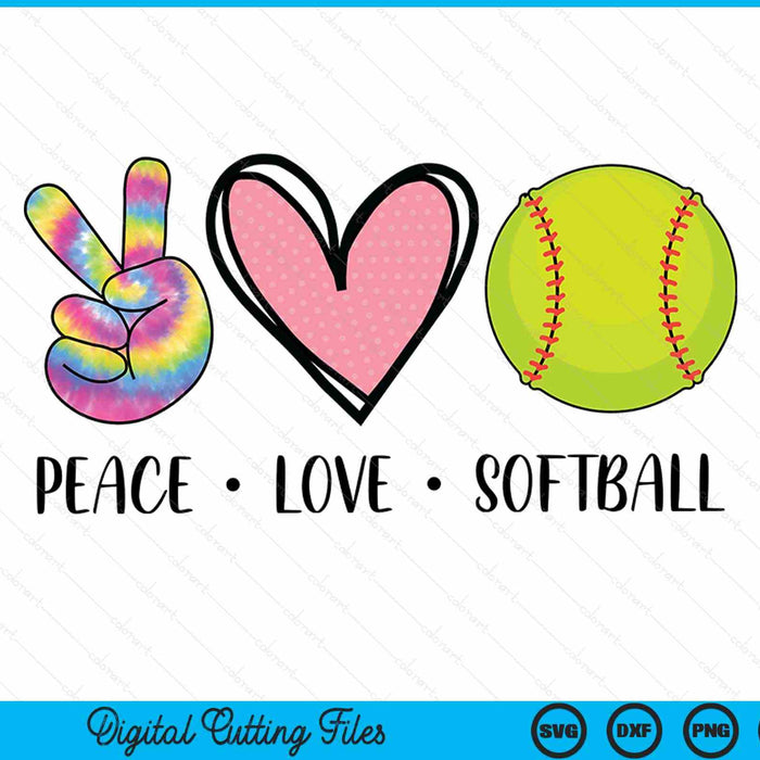 Peace Love Softball Heart For Women Teens Tween Girls SVG PNG Digital Cutting File