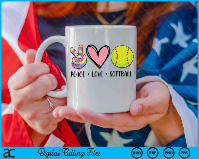 Peace Love Softball Heart For Women Teens Tween Girls SVG PNG Digital Cutting File