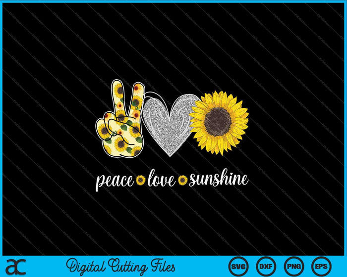 Peace Love Sunshine Zonnebloem Hippie SVG PNG digitale snijbestanden