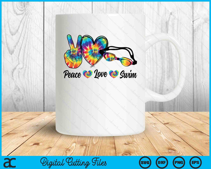 Peace Love Swim Tie Dye Swimmer Swimming Gifts Summer Trip SVG PNG Digital Printable Files