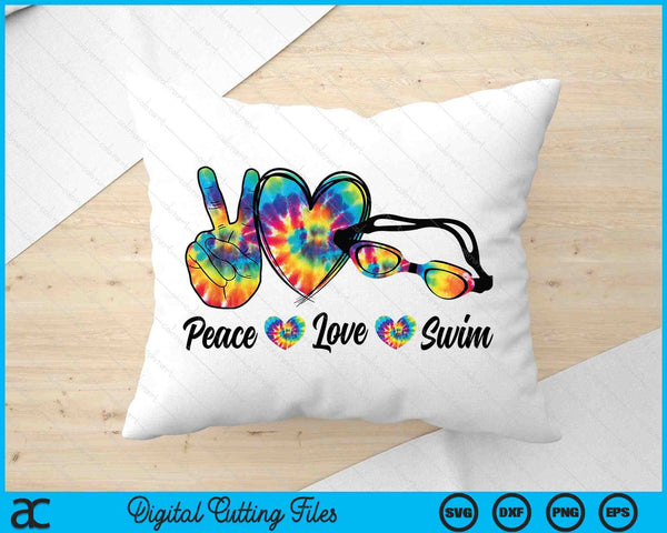 Peace Love Swim Tie Dye Swimmer Swimming Gifts Summer Trip SVG PNG Digital Printable Files