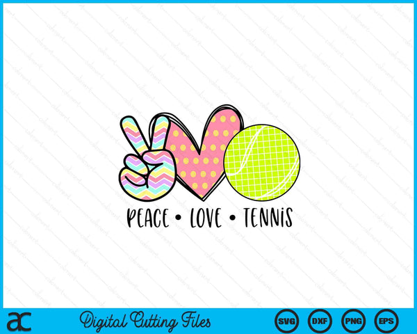 Peace Love Tennis Cute Design SVG PNG Digital Cutting Files