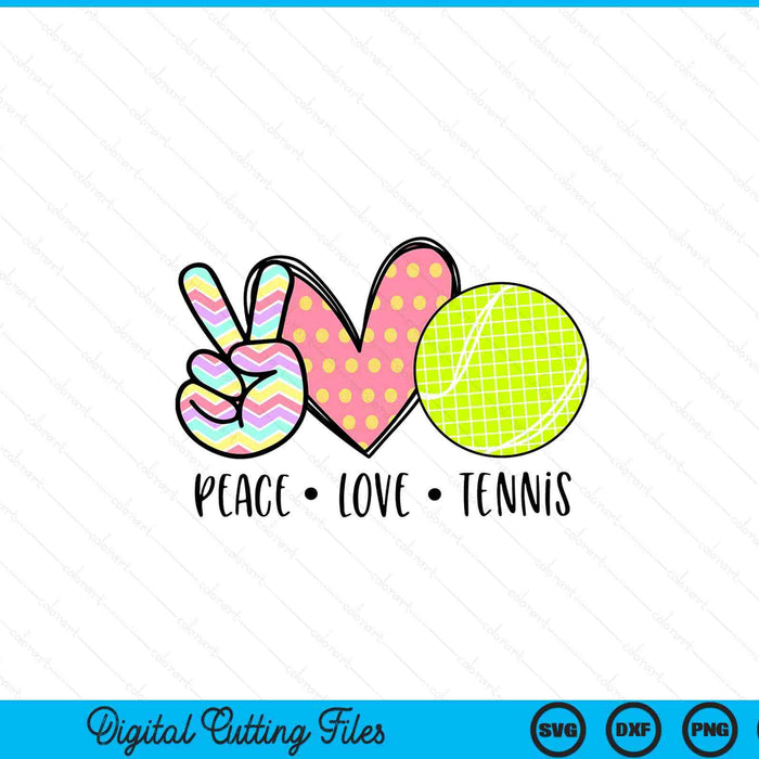 Peace Love Tennis Cute Design SVG PNG Digital Cutting Files