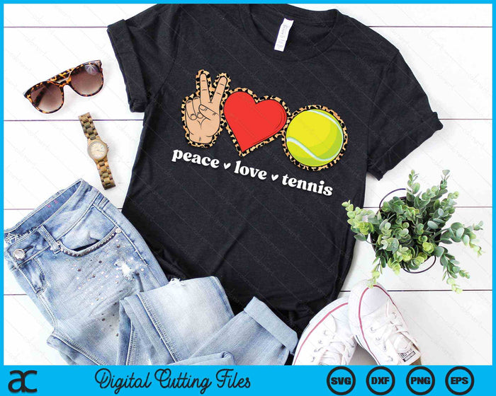 Peace Love Tennis Cute Tennis Lover Leopard Print SVG PNG Digital Cutting Files