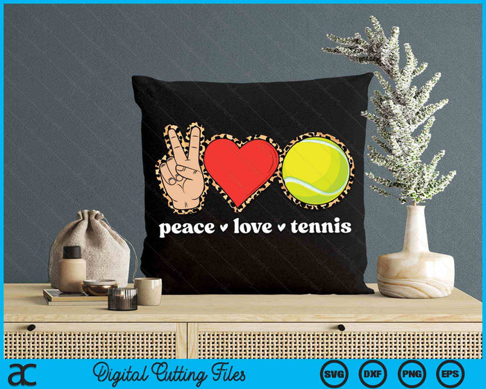 Peace Love Tennis Cute Tennis Lover Leopard Print SVG PNG Digital Cutting Files