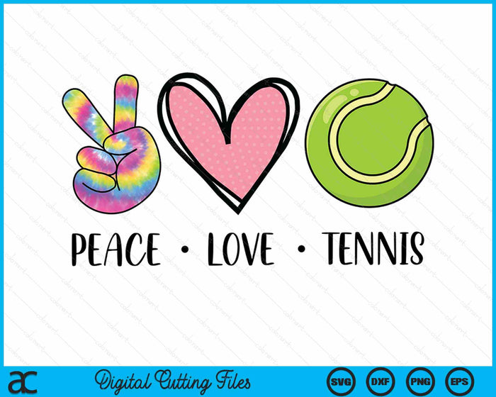 Peace Love Tennis Heart For Women Teens Tween Girls SVG PNG Digital Cutting File