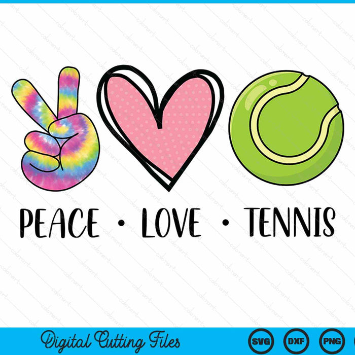 Peace Love Tennis Heart For Women Teens Tween Girls SVG PNG Digital Cutting File