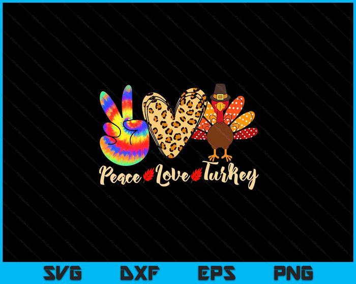 Peace Love Turkey Little Pilgrim Thanksgiving SVG PNG Digital Printable Files