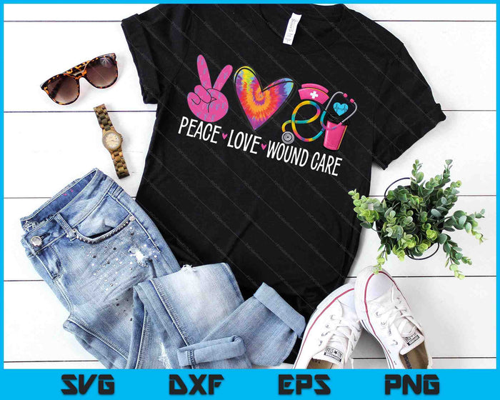Peace Love Wound Care Nurse Nursing Heart Stethoscope SVG PNG Digital Printable Files