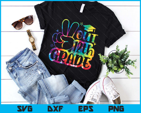 Peace Out 12th Grade Tie Dye Last Day School SVG PNG Digital Printable Files