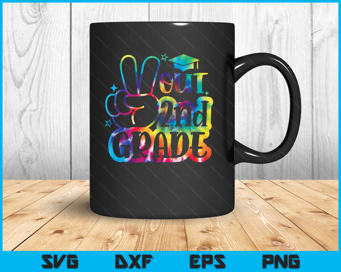 Peace Out 2nd Grade Tie Dye Last Day School SVG PNG Digital Printable Files