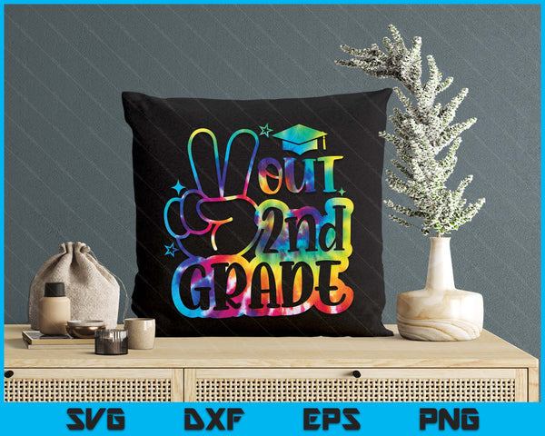 Peace Out 2nd Grade Tie Dye Last Day School SVG PNG Digital Printable Files