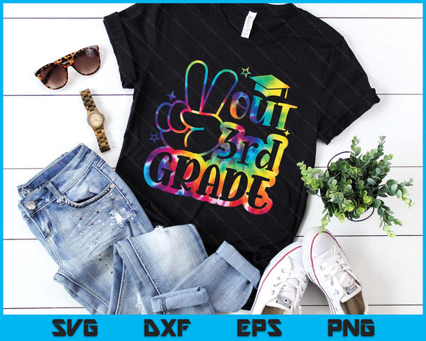 Peace Out 3rd Grade Tie Dye Last Day School SVG PNG Digital Printable Files