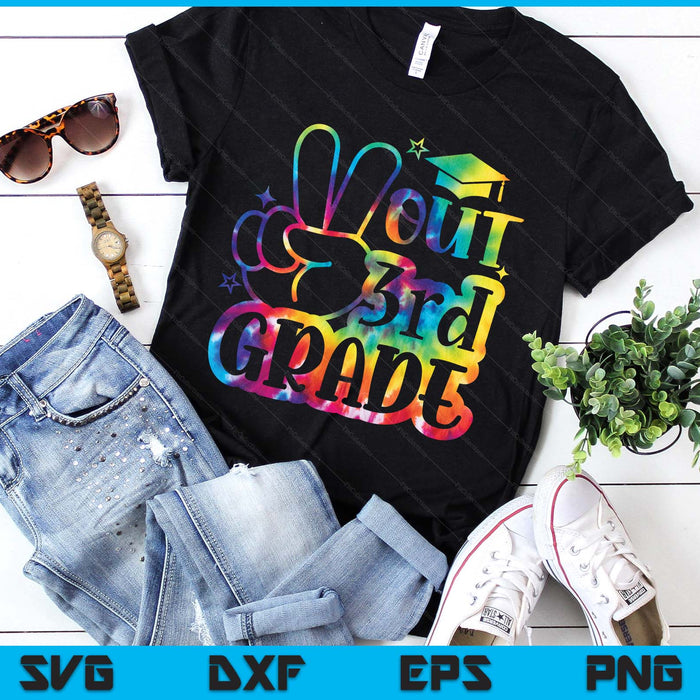 Peace Out 3rd Grade Tie Dye Last Day School SVG PNG Digital Printable Files