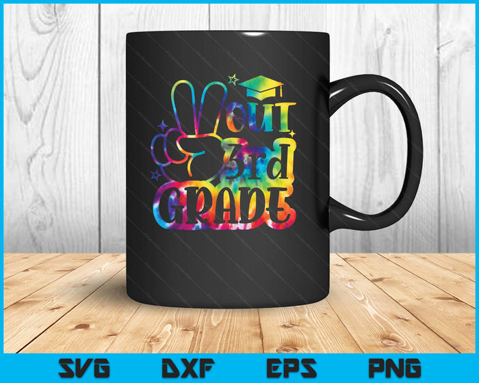 Peace Out 3rd Grade Tie Dye Last Day School SVG PNG Digital Printable Files