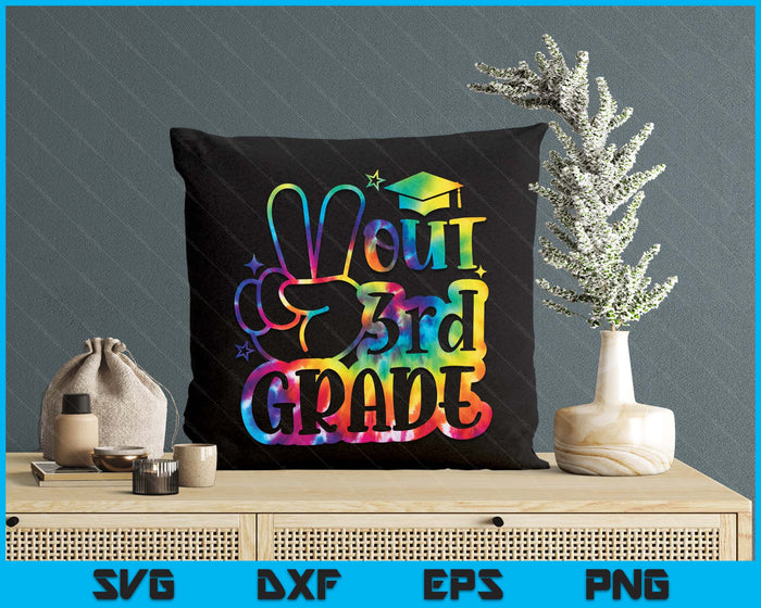 Peace Out 3rd Grade Tie Dye Last Day School SVG PNG Digital Printable Files