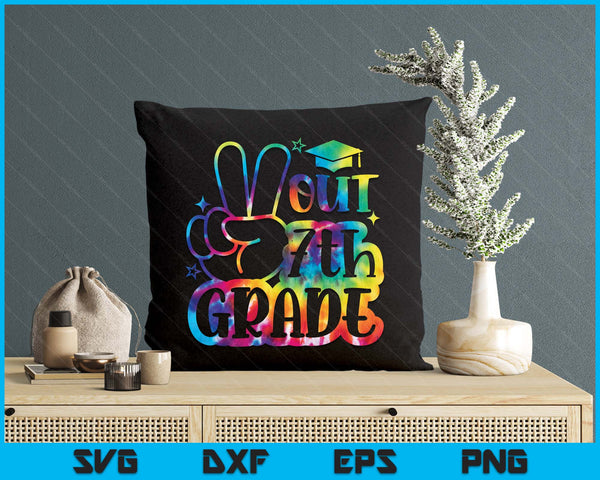 Peace Out 7th Grade Tie Dye Last Day School SVG PNG Digital Printable Files