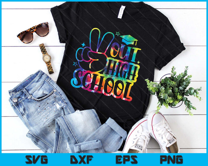 Peace Out High School Tie Dye Last Day School SVG PNG Digital Printable Files