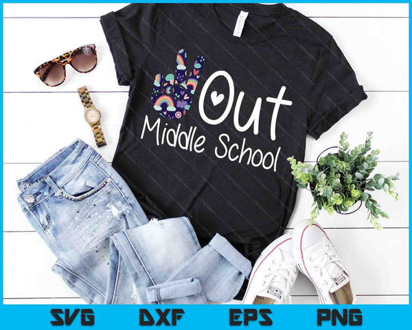 Peace Out Middle School SVG PNG cortando archivos imprimibles - on a t-shirt