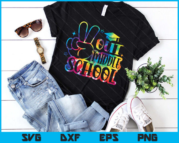Peace Out Middle School Tie Dye Last Day School SVG PNG Digital Printable Files
