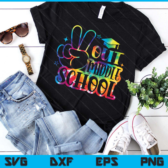 Peace Out Middle School Tie Dye Last Day School SVG PNG Digital Printable Files